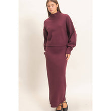 Load image into Gallery viewer, High Neck Long Sleeve Top and Maxi Skirt Set
