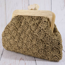 Load image into Gallery viewer, Crochet Paper Straw Wood Frame Clutch
