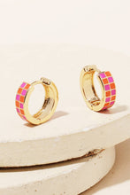 Load image into Gallery viewer, Checkered Print Mini Huggie Earrings
