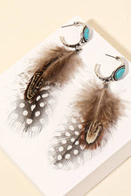 Load image into Gallery viewer, Western Hoop Feather Drop Earrings
