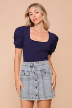 Load image into Gallery viewer, Puff Sleeve Sweater Ribbed Knit Top
