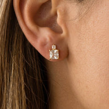 Load image into Gallery viewer, Gold Dipped Square Rhinestones Stud Earrings
