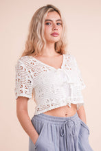 Load image into Gallery viewer, Front Tie Crochet Crop Top

