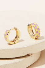 Load image into Gallery viewer, Checkered Print Mini Huggie Earrings
