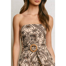 Load image into Gallery viewer, Paisley Scarf Rattan Belt Strapless Maxi Dress
