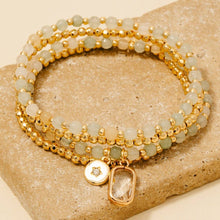 Load image into Gallery viewer, Rectangle Gem And Disc Charm Beaded Bracelet Set
