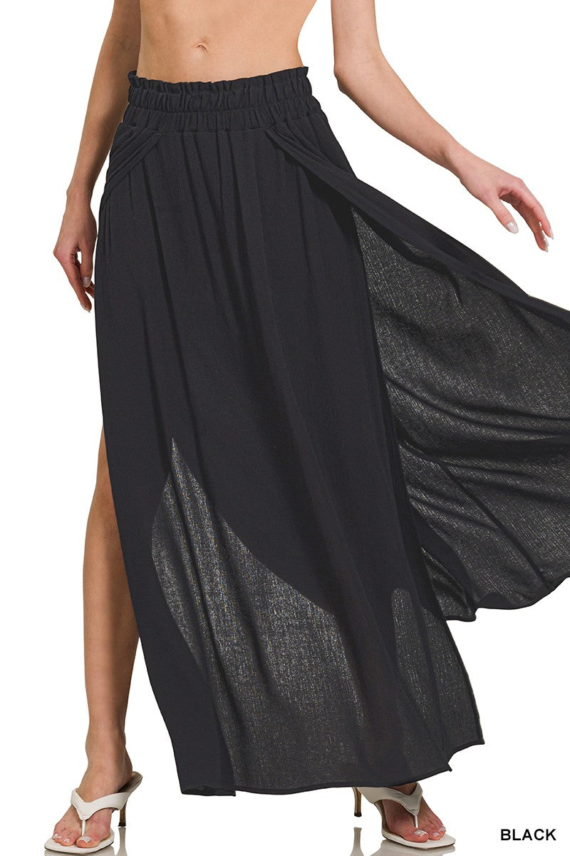 Woven Crinkle Gauze Long Skirts