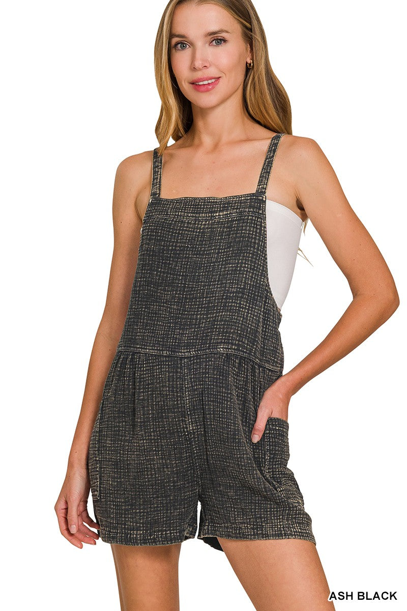 Washed Double Gauze Tie Back Rompers
