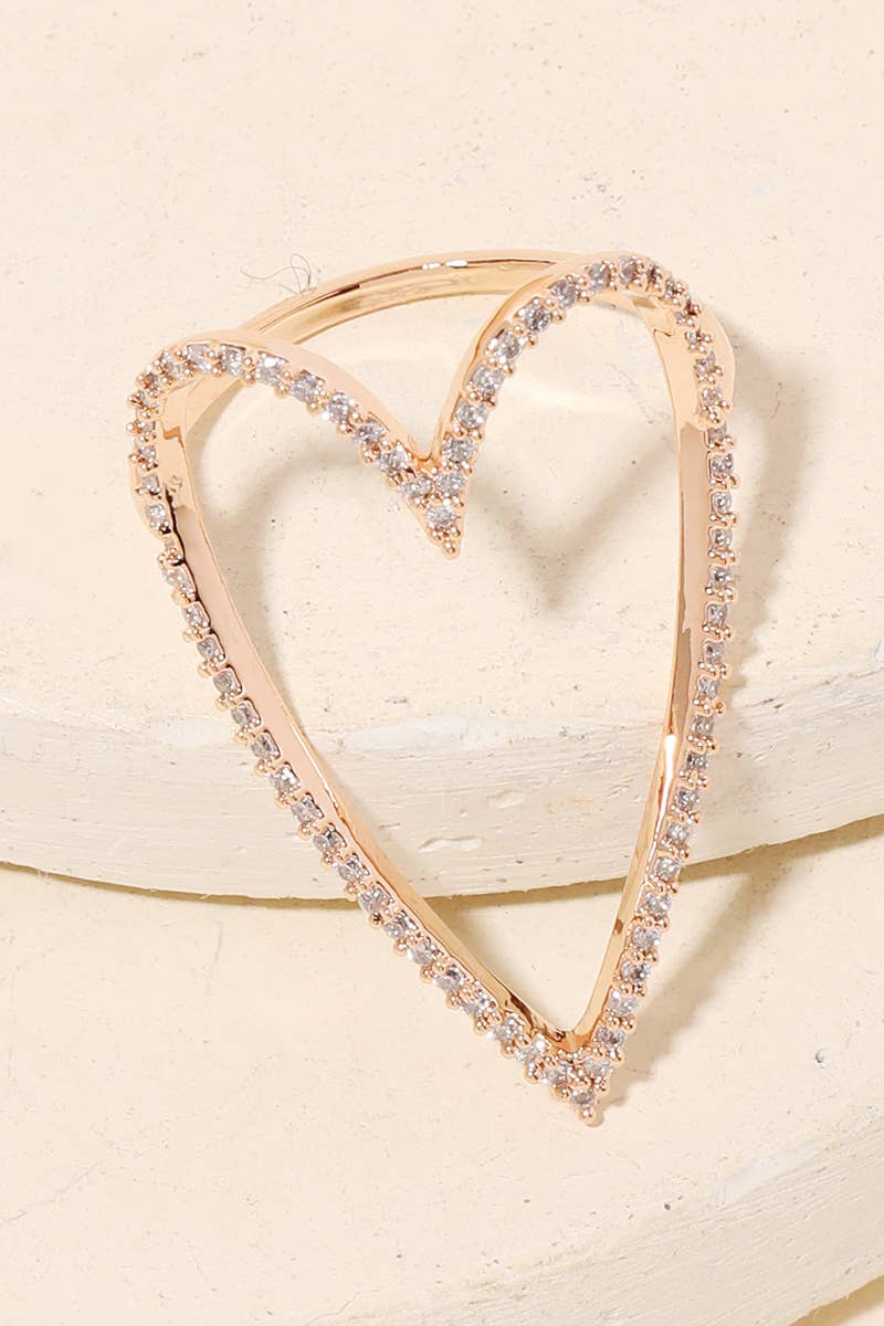 Pave Heart Cutout Ring