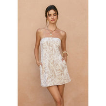 Load image into Gallery viewer, Tropical Leaf Button Placket Strapless Mini Dress
