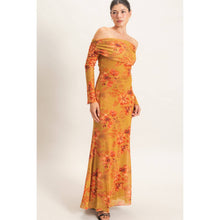 Load image into Gallery viewer, Off Shoulder Floral Mesh Dress
