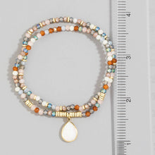 Load image into Gallery viewer, Mother Of Pearl Tear Charm Mixed Beaded Bracelet

