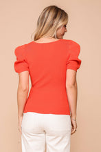 Load image into Gallery viewer, Puff Sleeve Sweater Ribbed Knit Top
