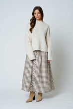 Load image into Gallery viewer, PLAID SMOCKED WAIST BUTTON DOWN MIDI SKIRT
