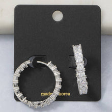 Load image into Gallery viewer, Cz Pave Square Face Hoop Earrings
