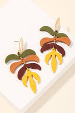 Load image into Gallery viewer, Tiered Wood Texture Monstera Drop Earrings
