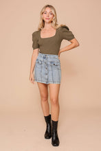 Load image into Gallery viewer, Puff Sleeve Sweater Ribbed Knit Top
