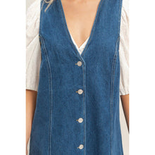 Load image into Gallery viewer, V-Neck Button-Front Denim Dress
