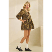 Load image into Gallery viewer, Printed Pleated Long Sleeve Denim Romper
