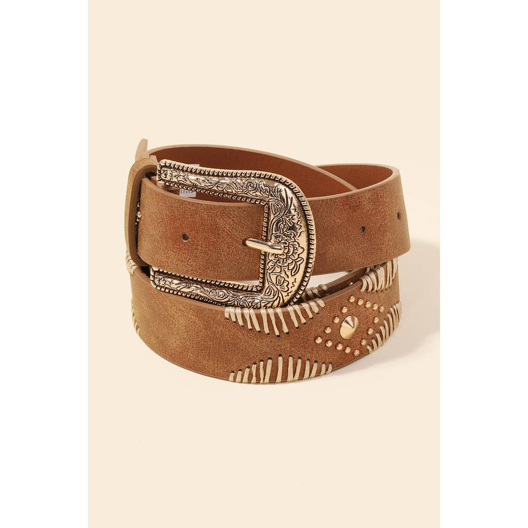 Floral Etched Buckle Belt