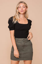Load image into Gallery viewer, Puff Sleeve Sweater Ribbed Knit Top
