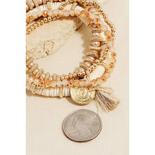 Load image into Gallery viewer, Coin And Tassel Charm Mixed Beaded Bracelet Set
