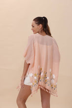 Load image into Gallery viewer, Floral Embroidered Tassel Hem Kimono Cardigan

