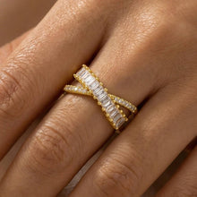 Load image into Gallery viewer, Cz Baguette X Adjustable Ring
