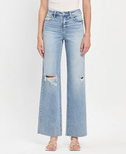 Load image into Gallery viewer, High Rise Raw Hem Wide Leg Jeans
