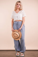 Load image into Gallery viewer, Front Tie Crochet Crop Top
