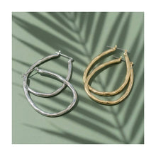 Load image into Gallery viewer, Hammered Teardrop Open Hoop Earrings
