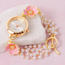 Load image into Gallery viewer, Double Flower Detail Chain Beads Bracelet Watch
