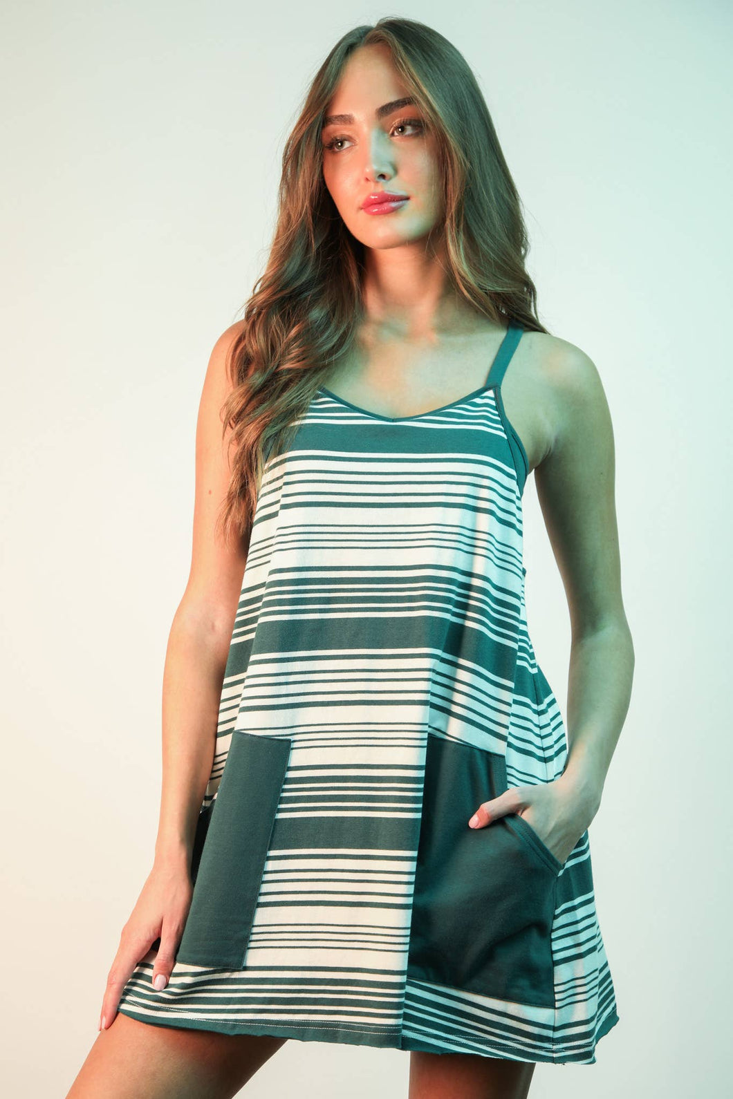 Striped Mini Dress W/ Shorts