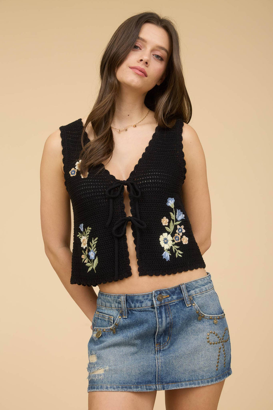 Floral Crochet Vest