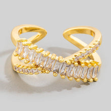 Load image into Gallery viewer, Cz Baguette X Adjustable Ring
