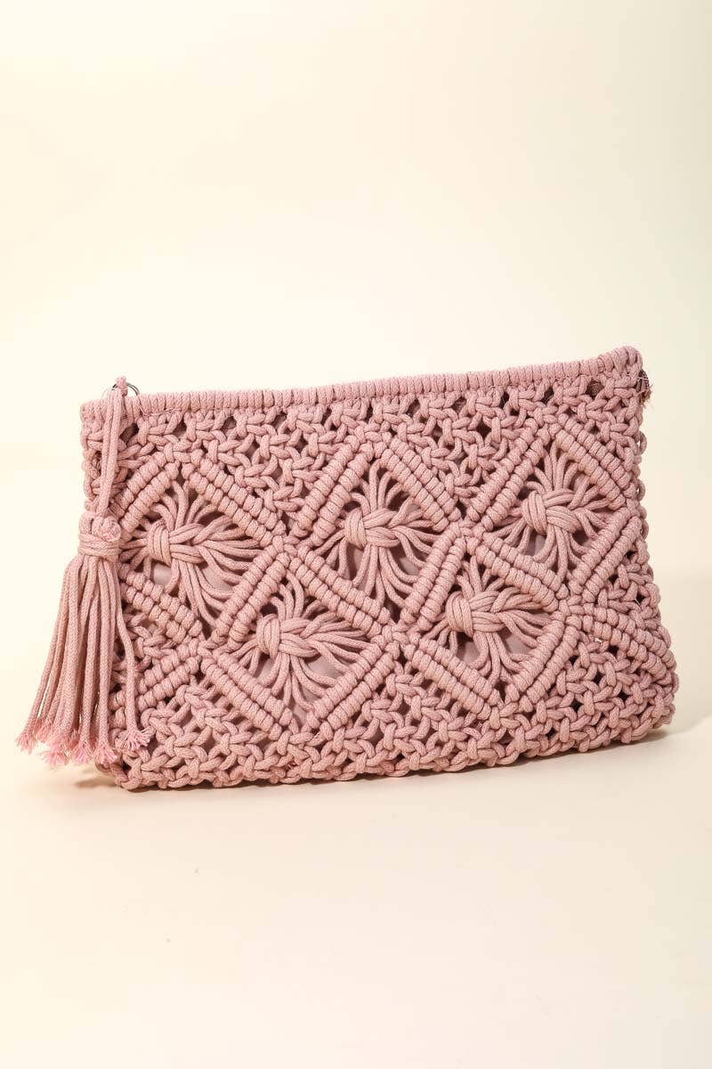 Crochet Clutch Tassel Bag