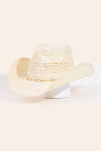 Load image into Gallery viewer, Straw Braid Cowrie Shell Cowboy Hat
