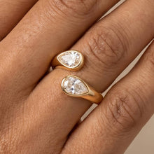Load image into Gallery viewer, Double Pear Bezel Cz Open Ring
