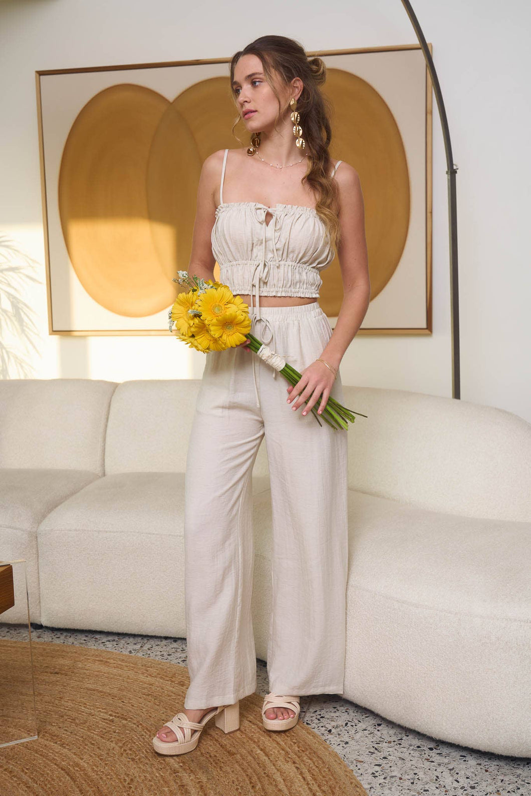 Cropped Cami Top and Wide Leg Pants Set