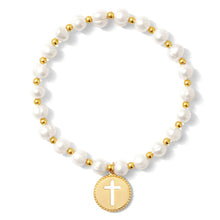 Load image into Gallery viewer, Pearl with Cross Bracelet
