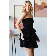 Load image into Gallery viewer, DENIM TUBE RUFFLED MINI DRESS
