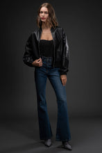 Load image into Gallery viewer, ZIP UP FAUX LEATHER BOMBER JACKET
