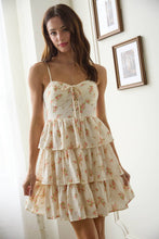 Load image into Gallery viewer, FLORAL TIERED MINI DRESS
