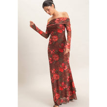 Load image into Gallery viewer, Off Shoulder Floral Mesh Dress
