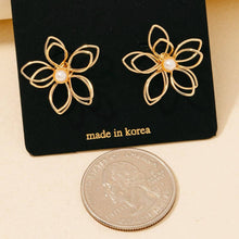 Load image into Gallery viewer, Flower Pearl Stud Earrings
