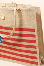 Load image into Gallery viewer, American Flag Burlap Tote Bag
