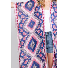 Load image into Gallery viewer, Aztec Print Open Front Long Kimono
