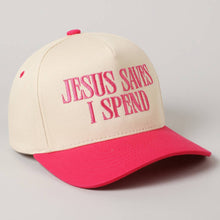 Load image into Gallery viewer, JESUS SAVES I SPEND Embroidery Trucker Hat
