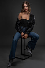 Load image into Gallery viewer, ZIP UP FAUX LEATHER BOMBER JACKET
