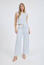 Load image into Gallery viewer, STRIPE SLEEVELESS BLOUSE WIDE LEG PANT SET
